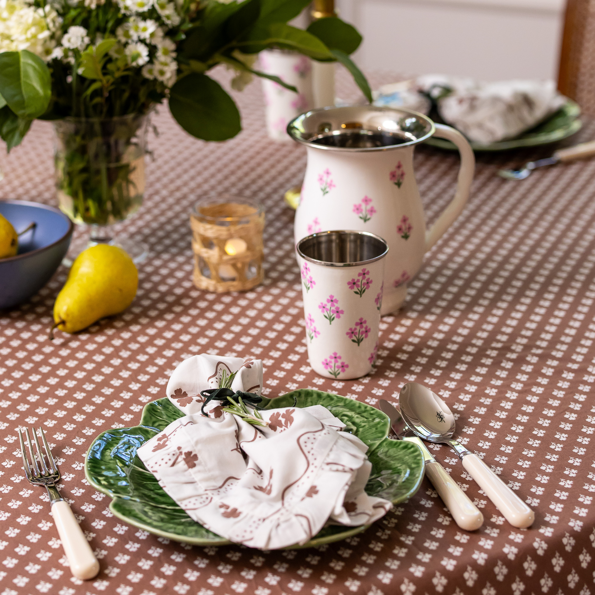 Floral Enamelware Pitcher