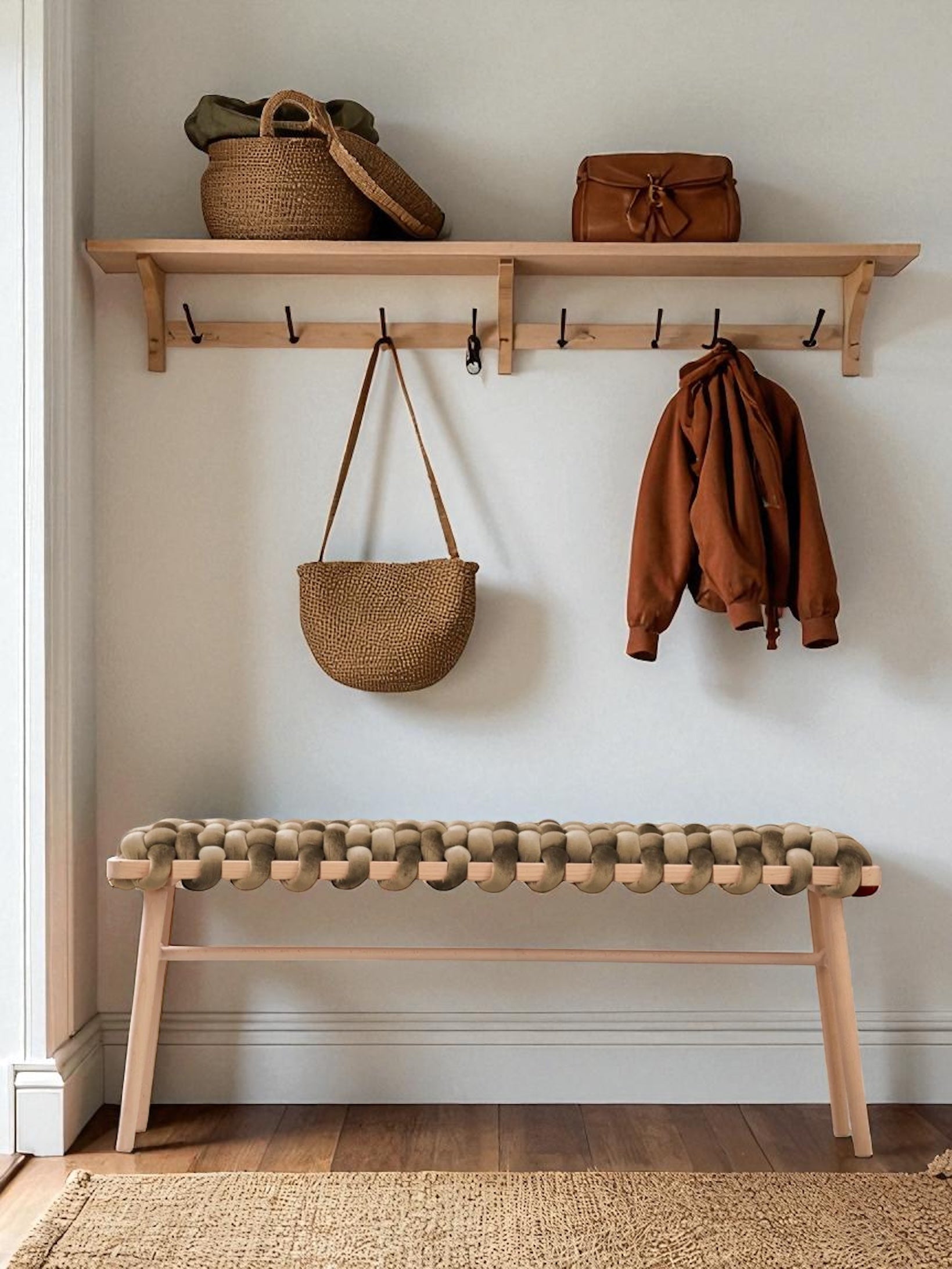 Velvet Woven Bench - Brown