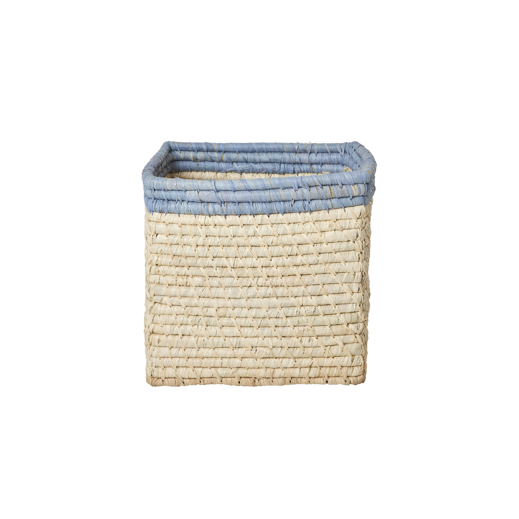 Raffia Storage Basket - Blue Trim