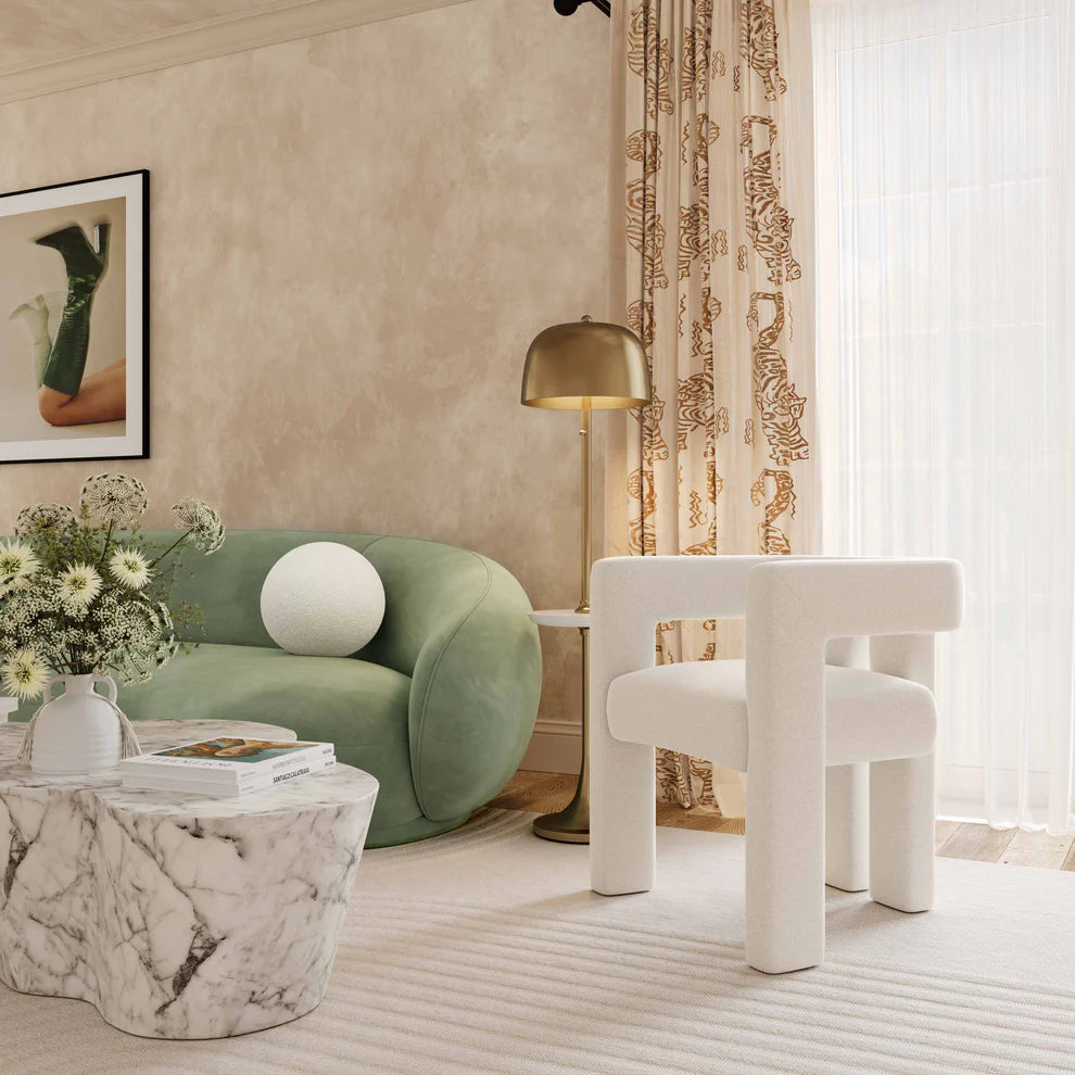 Boba Vegan Shearling Ball Throw Pillow - White