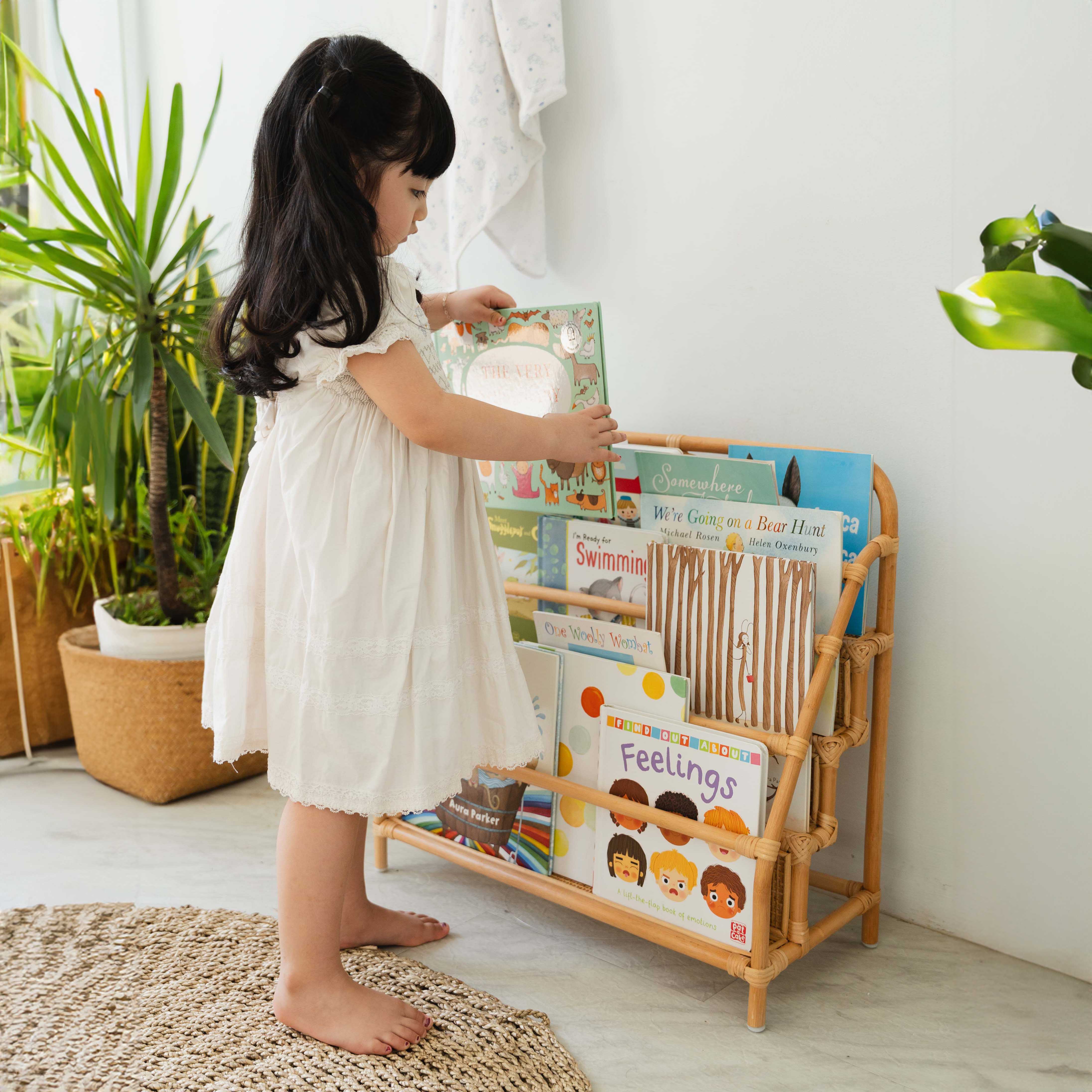 Kids Rattan Montessori Bookshelf