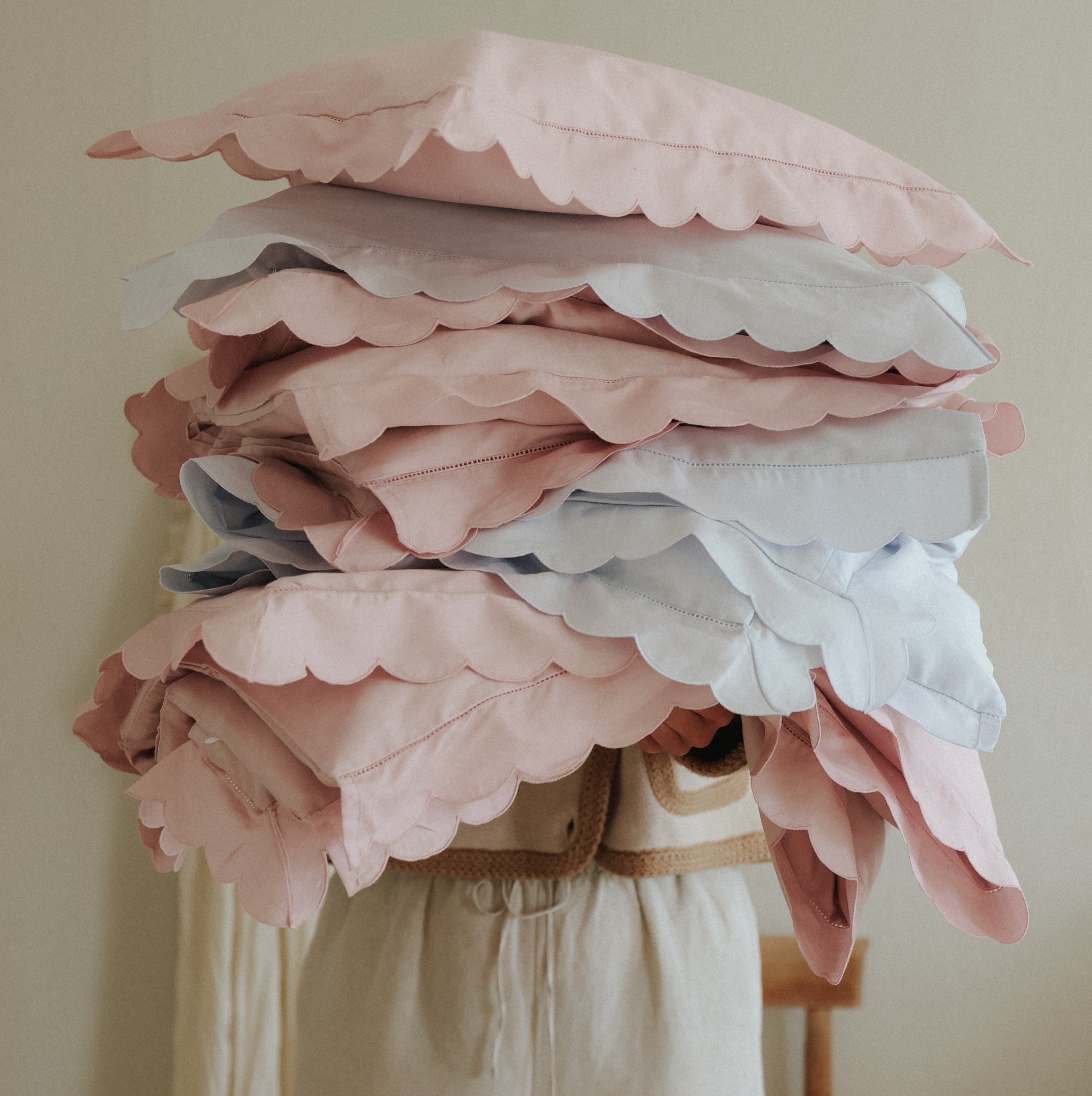 Scalloped Starlight Standard Pillowcase Set - Rose