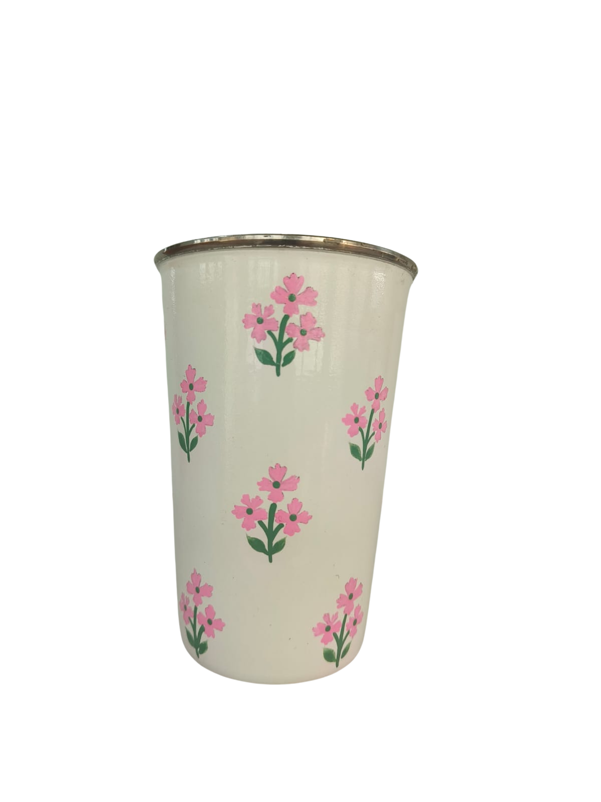 Floral Pink Tall Enamelware Tumbler - Set of 4