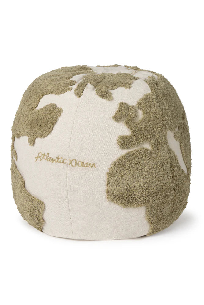 Rugcycled World Map Pouf