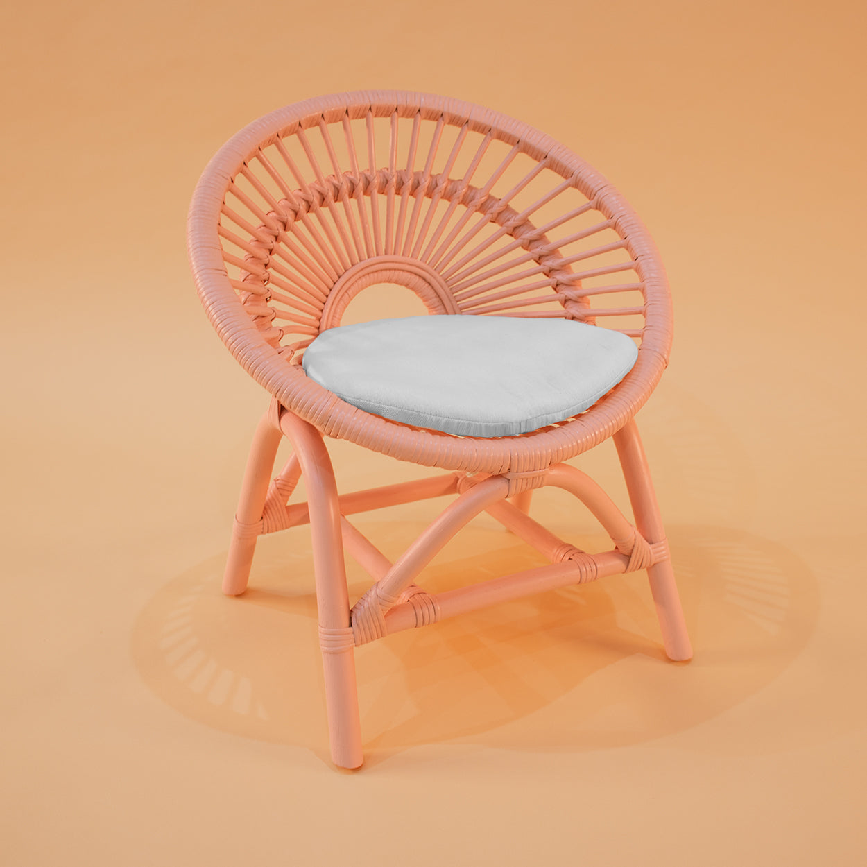 Rattan Kids Play Chair - Peach