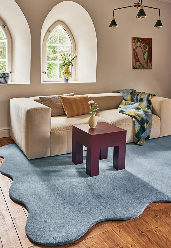 Scallop Wool Rug - Soft Blue
