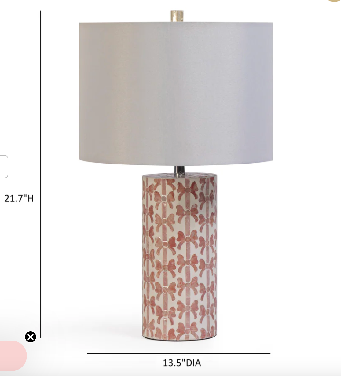 Lassy Pink Bow Table Lamp