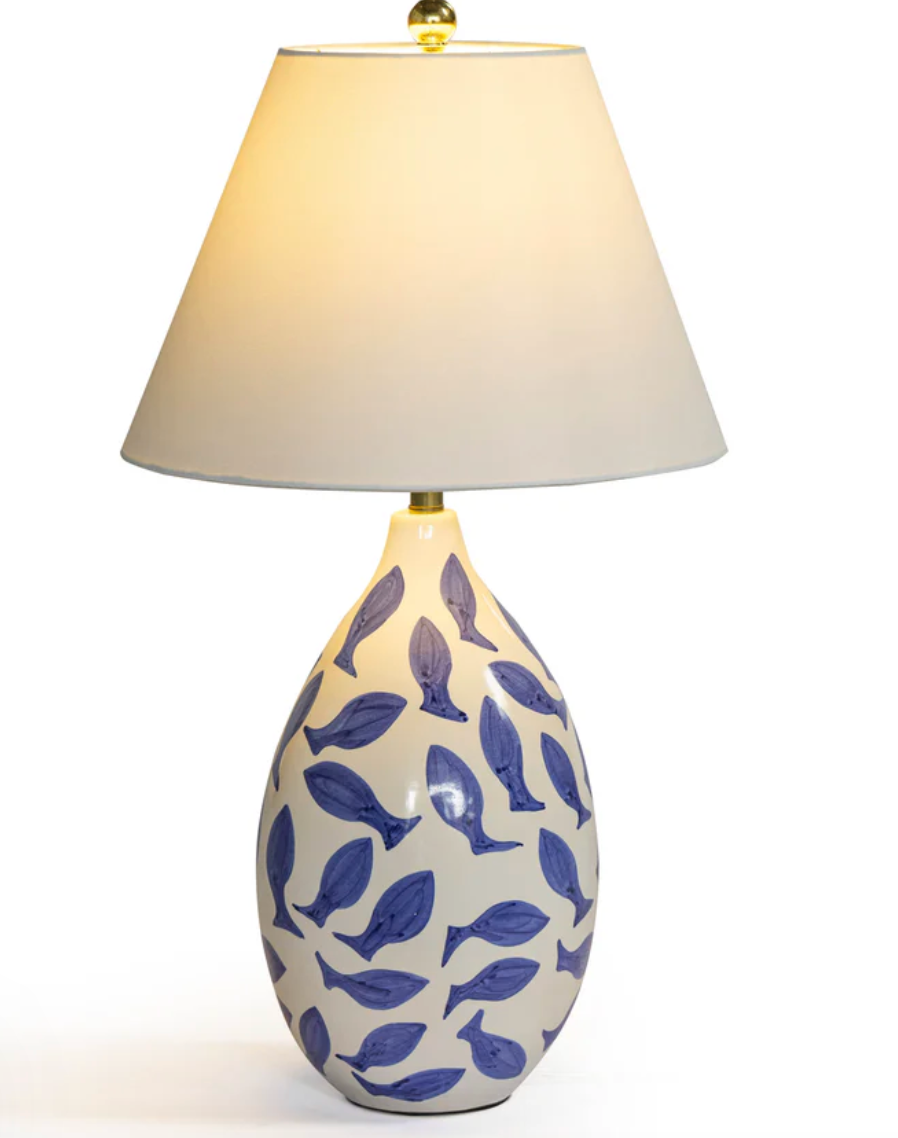 Sardine White and Blue Ceramic Table Lamp
