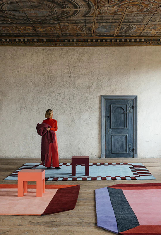 Teklan Frame Wool Rug - Mulberry Sky