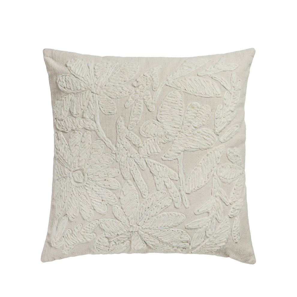 Tabitha Square Embroidered Throw Pillow - White