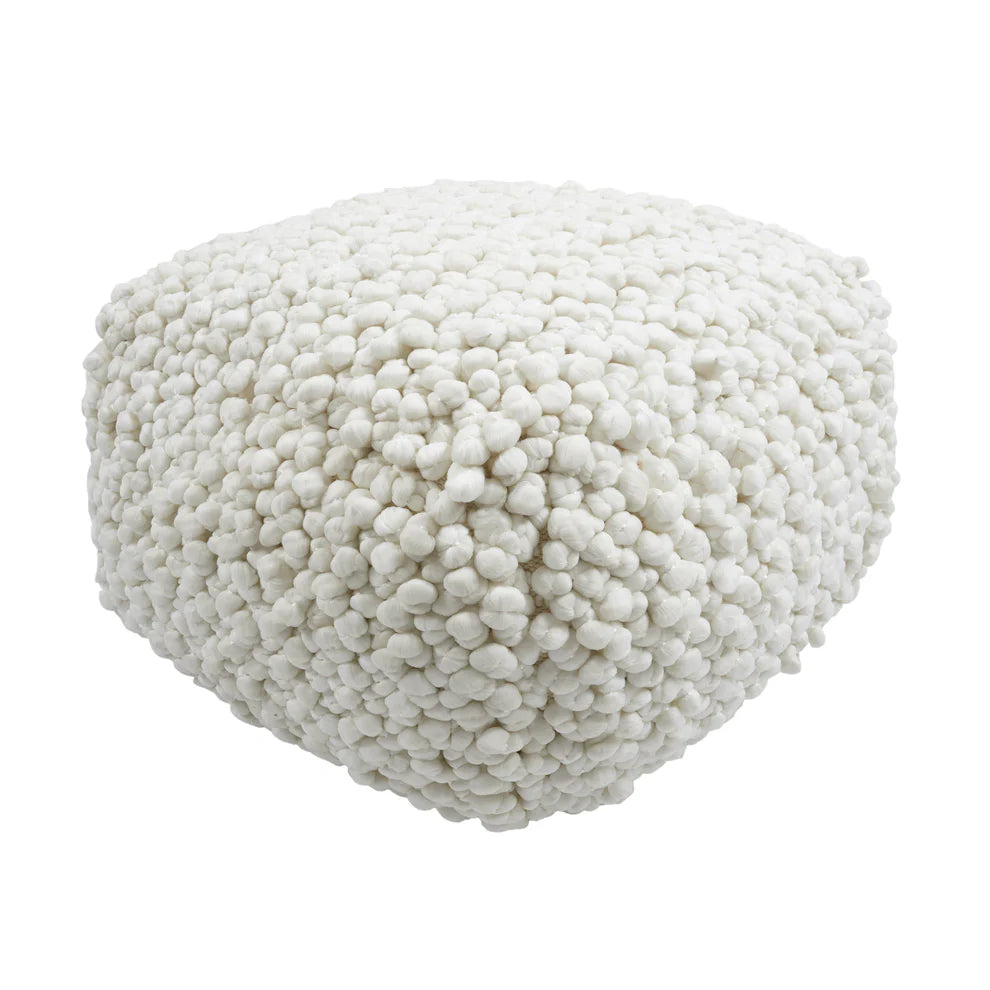 Cathy Woven Pouf - White