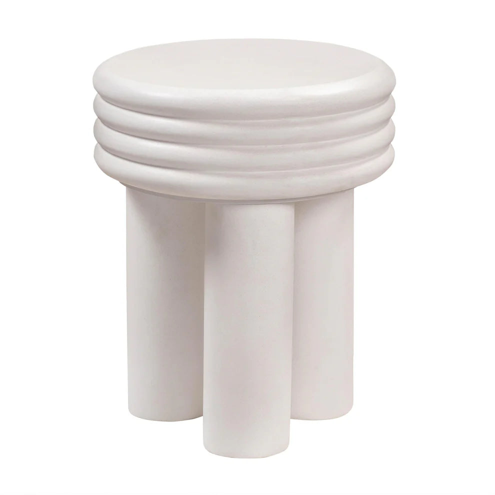Delta Concrete Round Side Table - White