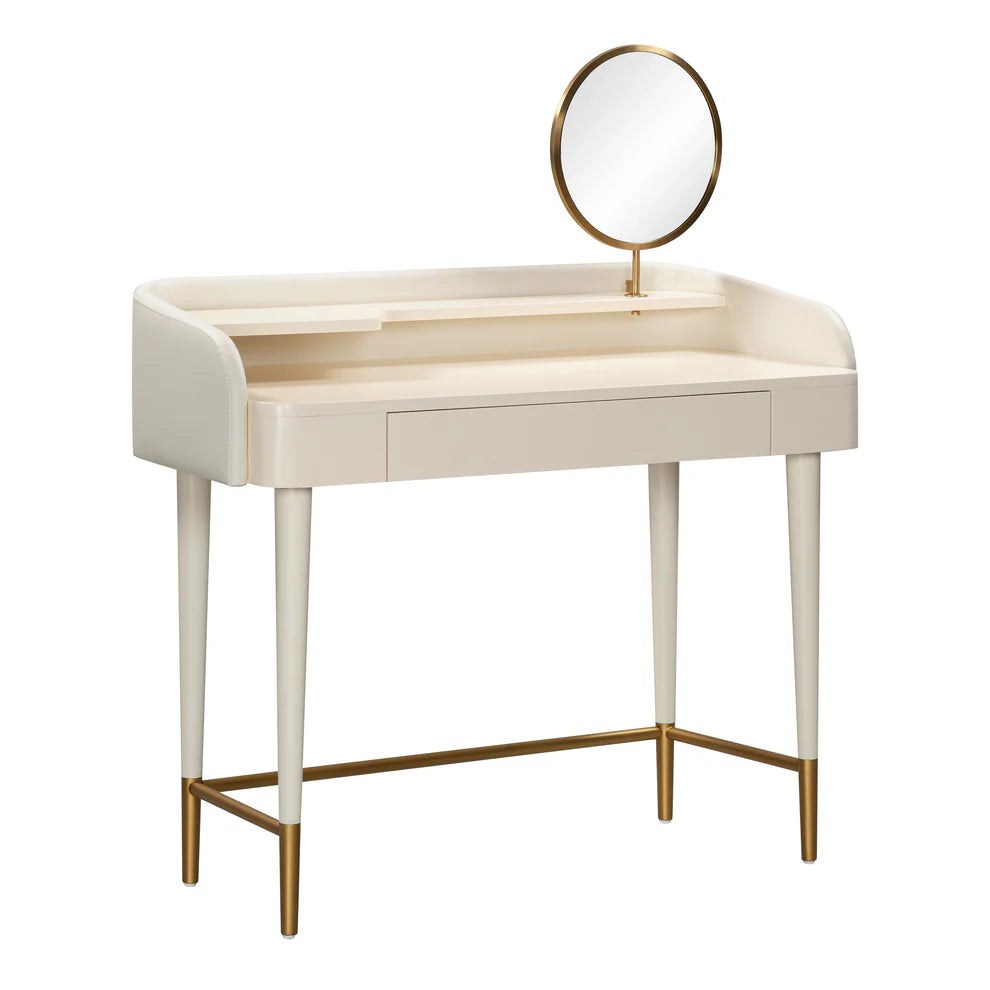 Penelope Vegan Leather Vanity Desk - White