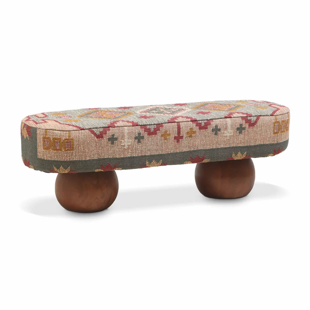 Rizi Textured Wool Upholstered Bench - Multi