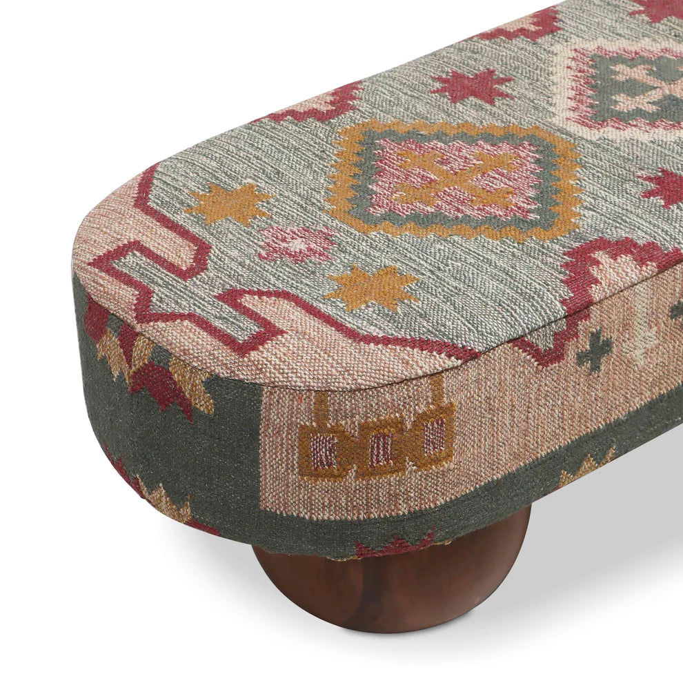 Rizi Textured Wool Upholstered Bench - Multi