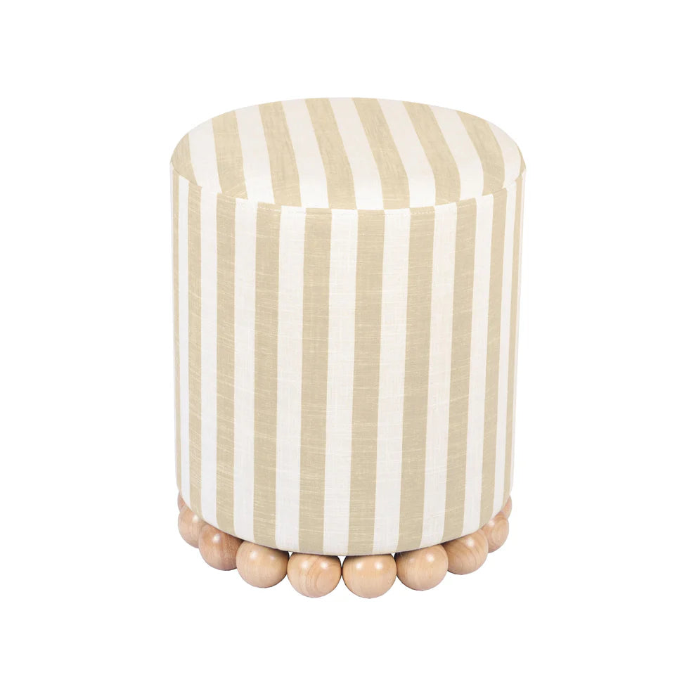 Dex Striped Linen Ottoman