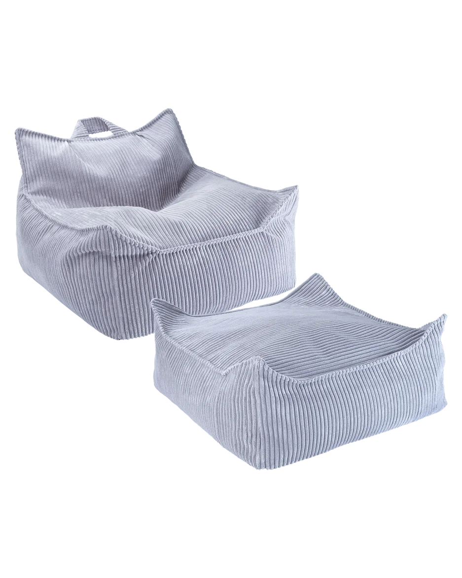 Corduroy Bean Bag Chair and Ottoman Set