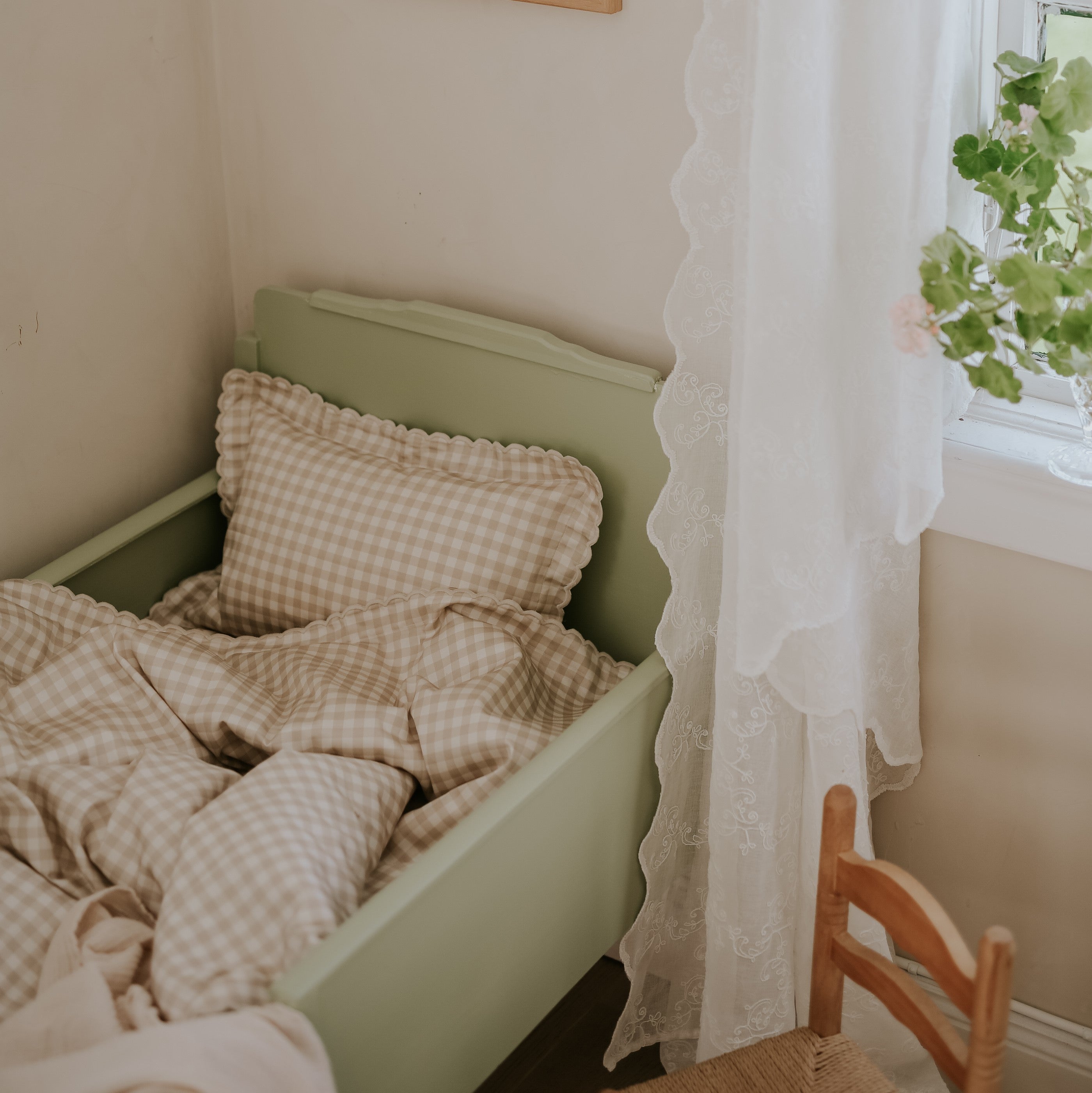 Picnic Gingham Toddler Duvet Set - Beige