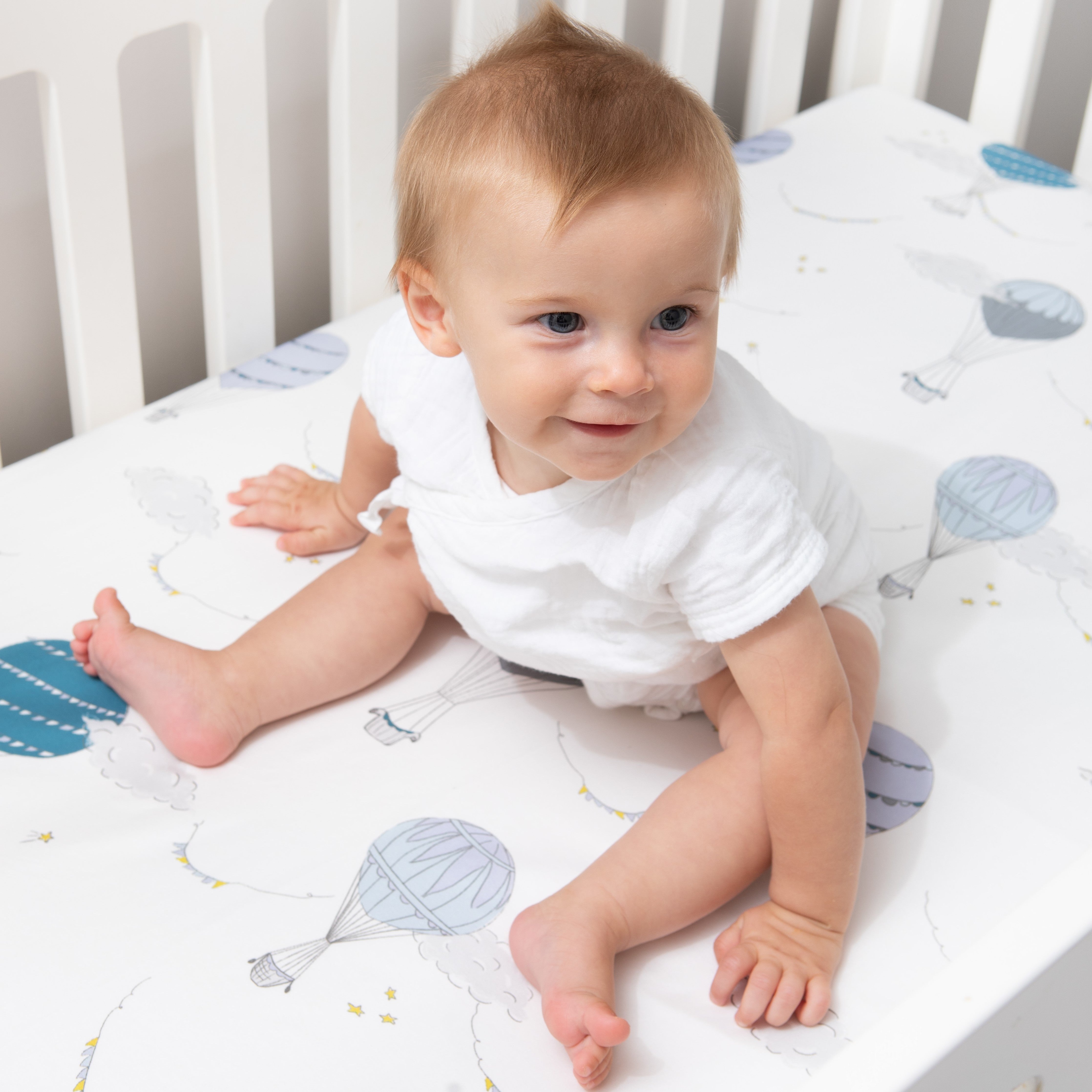 Touch The Sky Crib Sheet - Blue