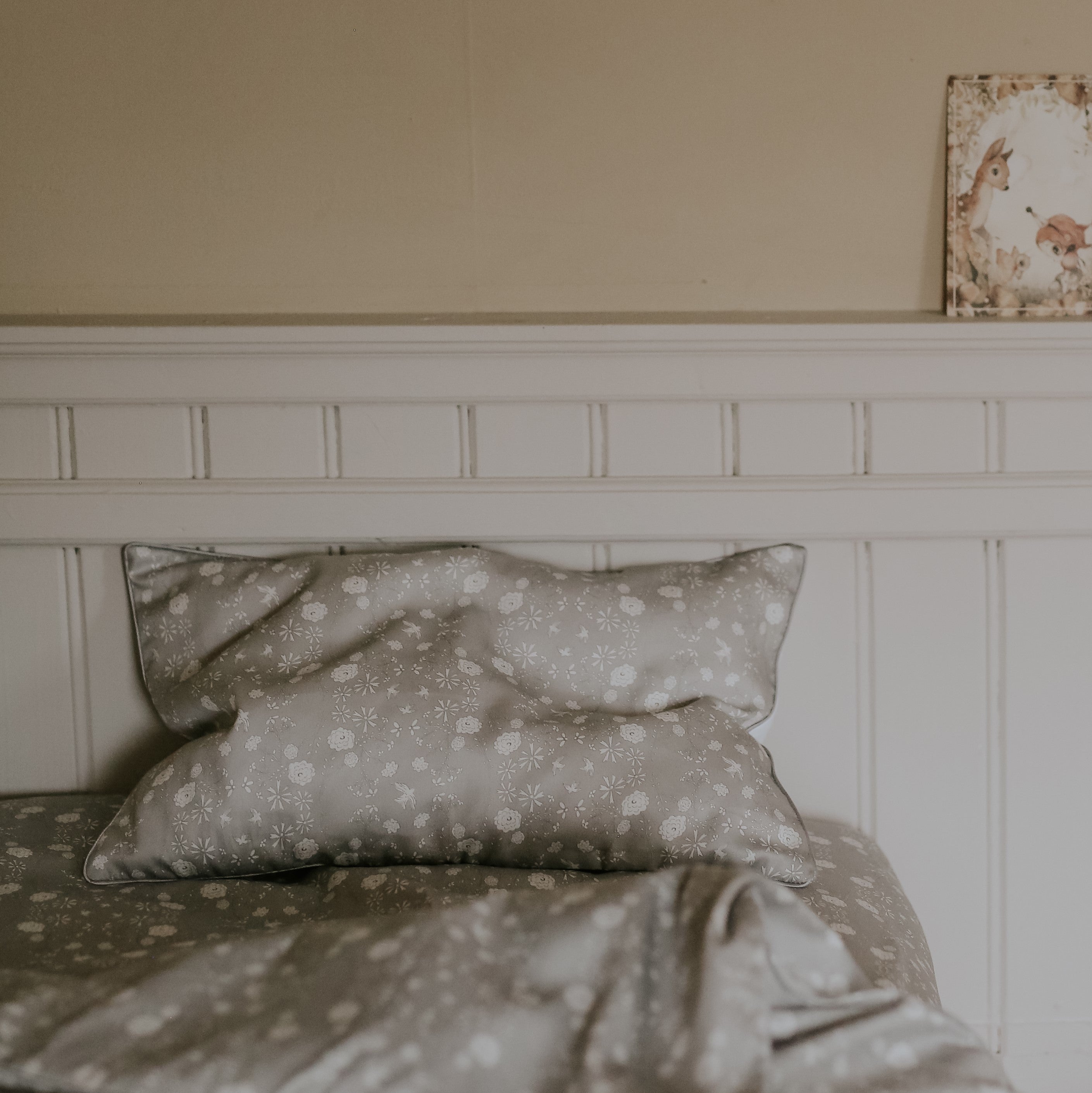 Bird's Song Toddler Pillow - Grey