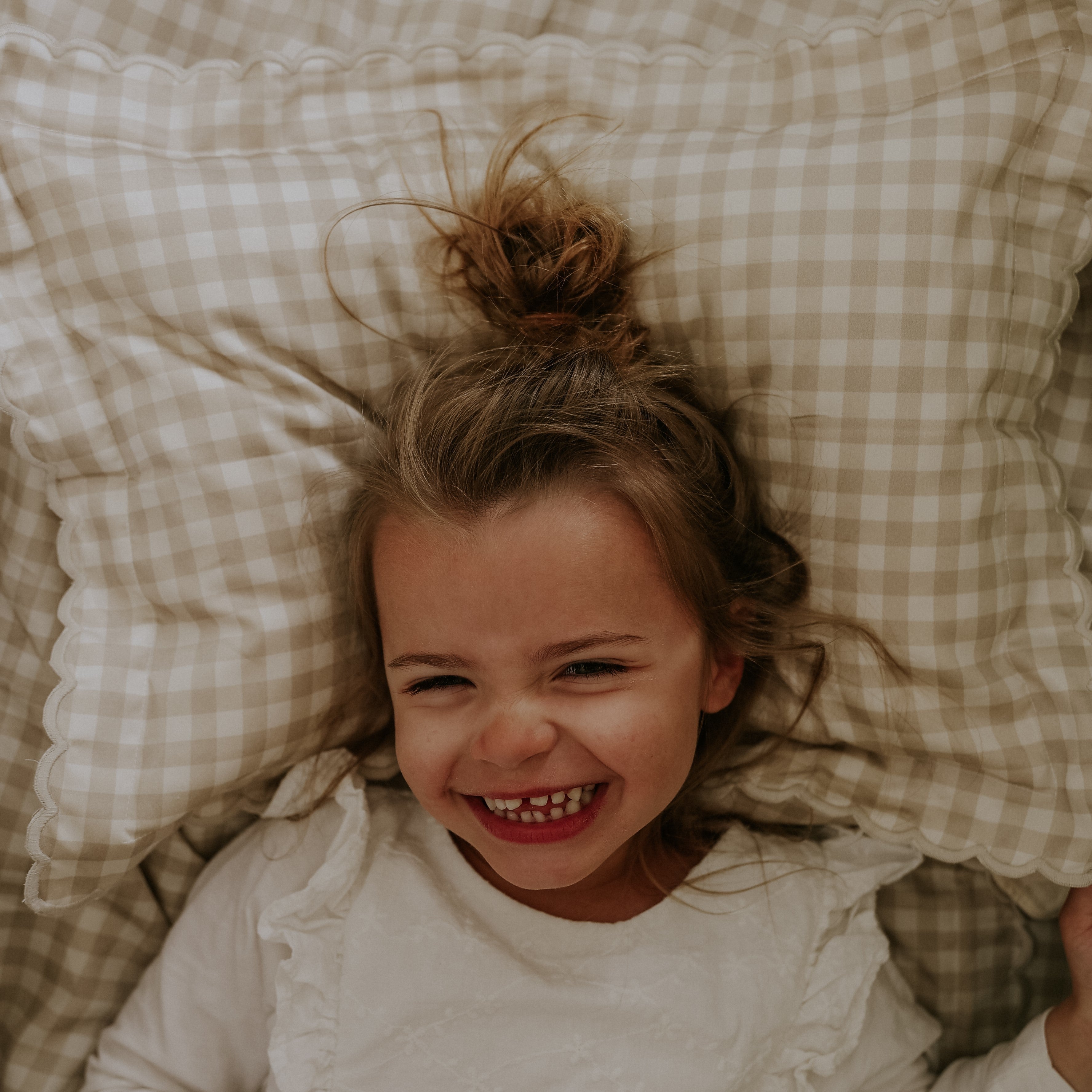 Picnic Gingham Standard Pillowcase Set - Beige