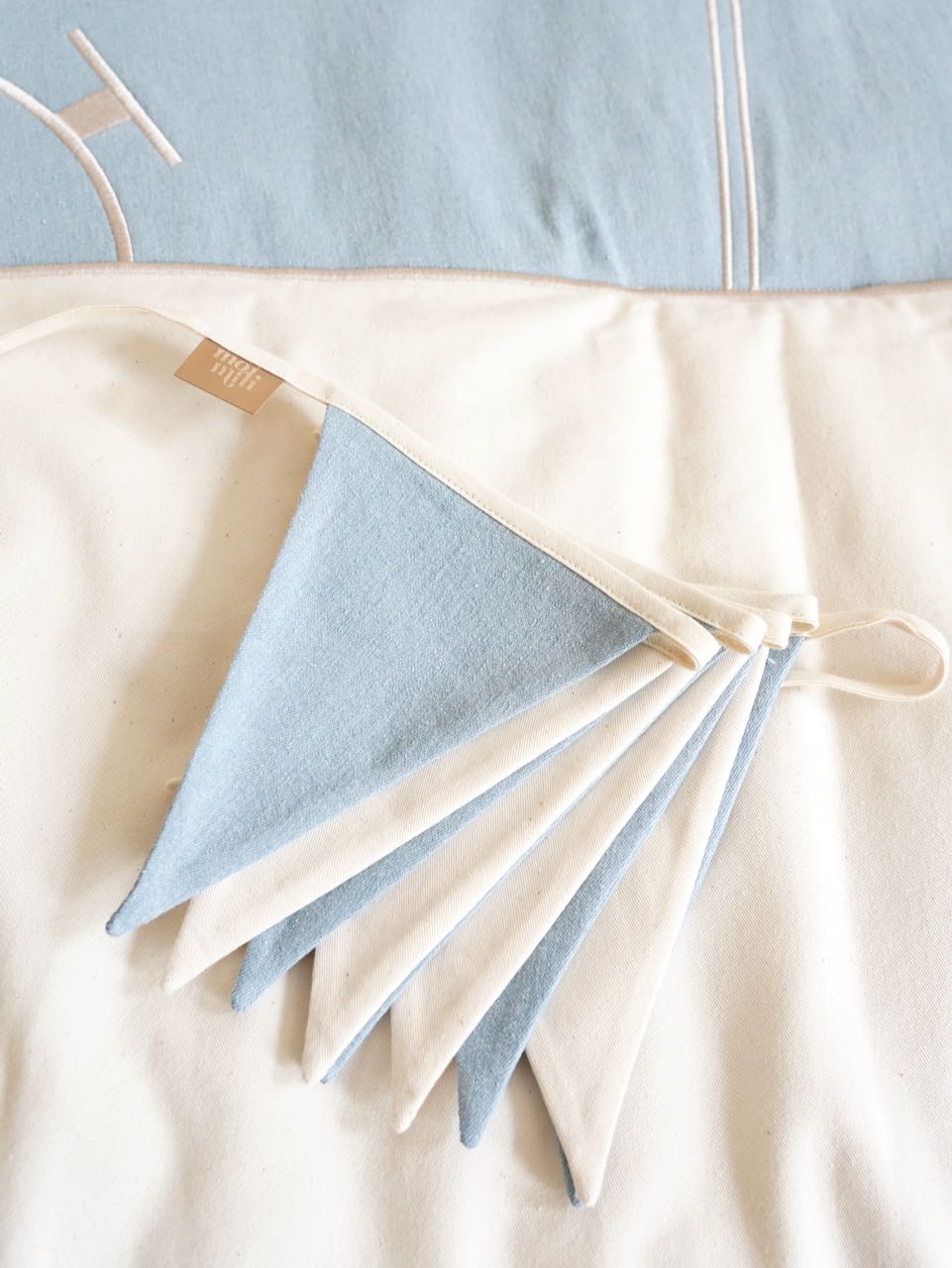 Denim Flag Banner - White and Blue