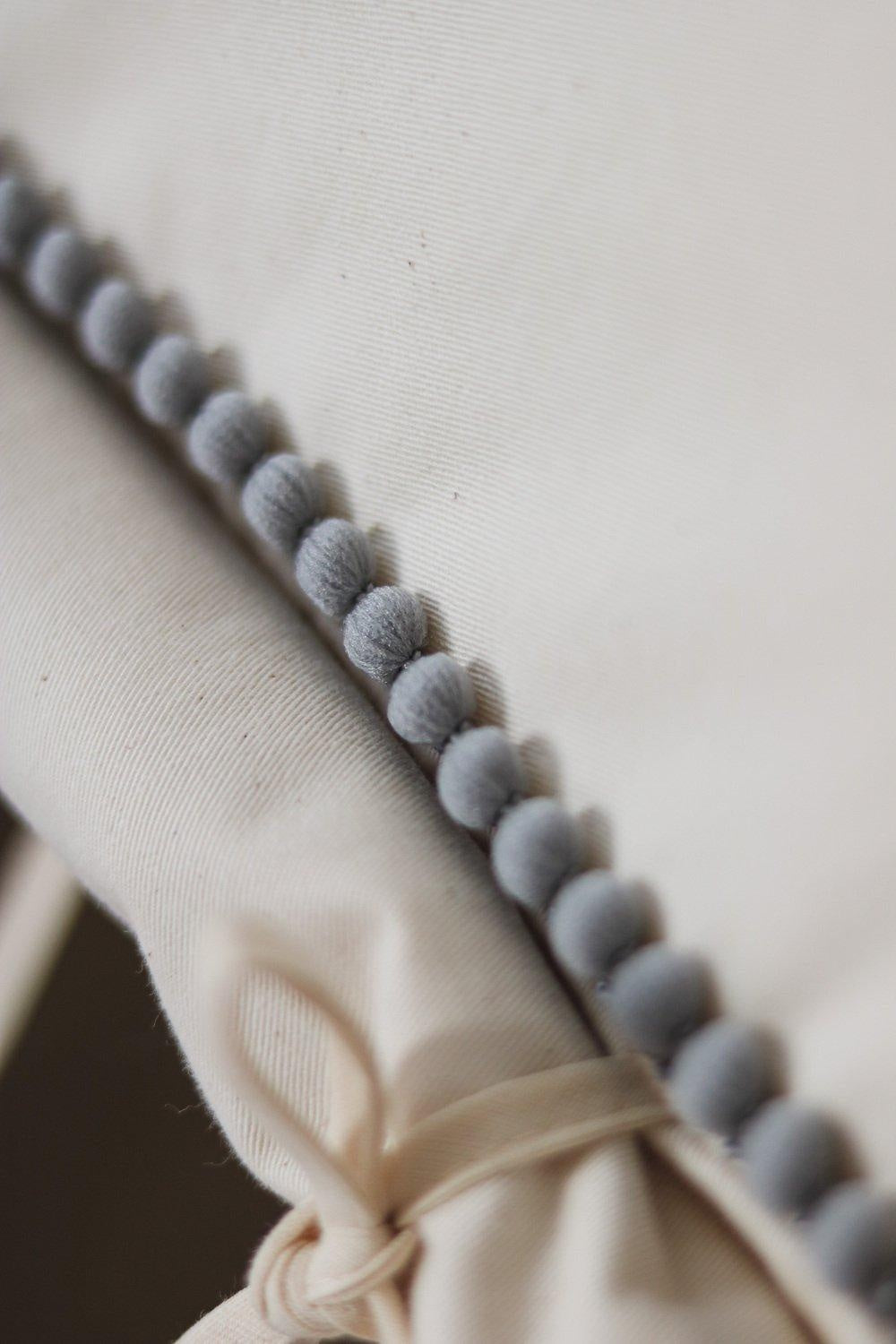 Teepee with Pompoms and Round Mat Set - Grey/Natural