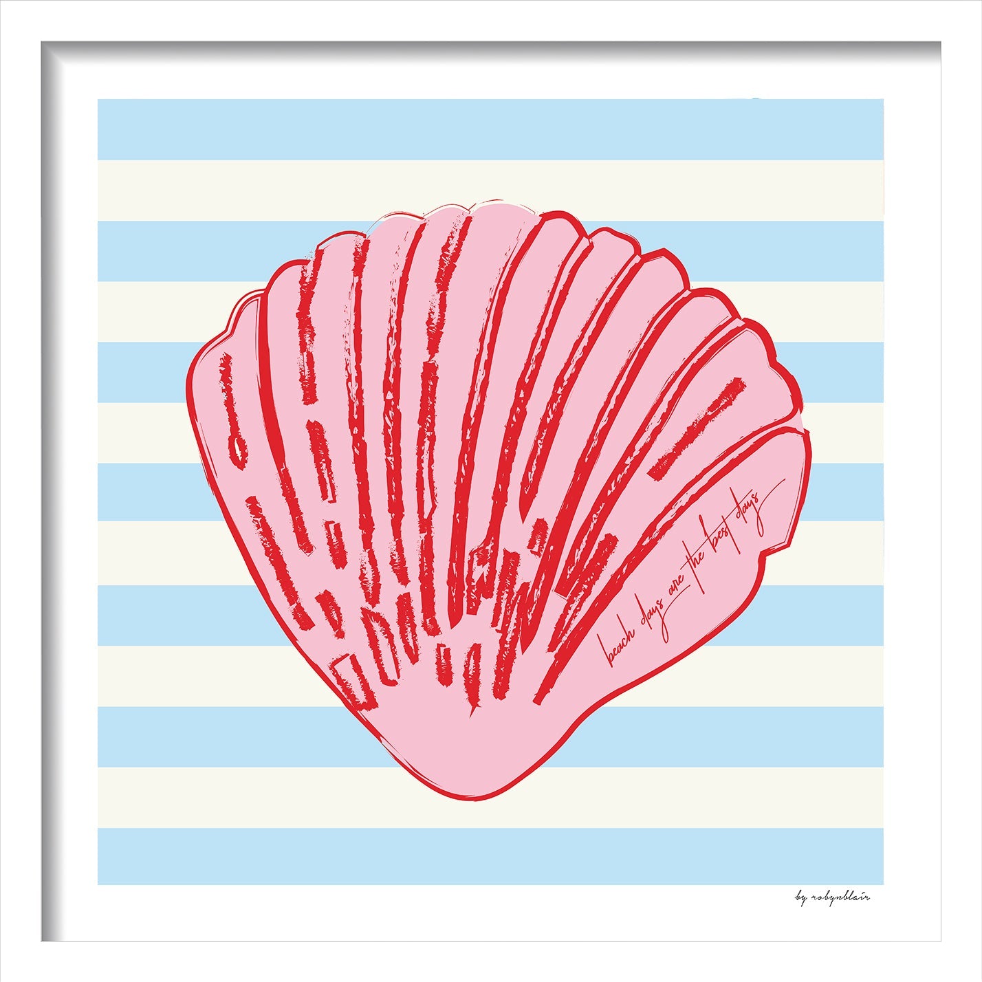 Sally Seashells Fine Art Print - Blue Stripes