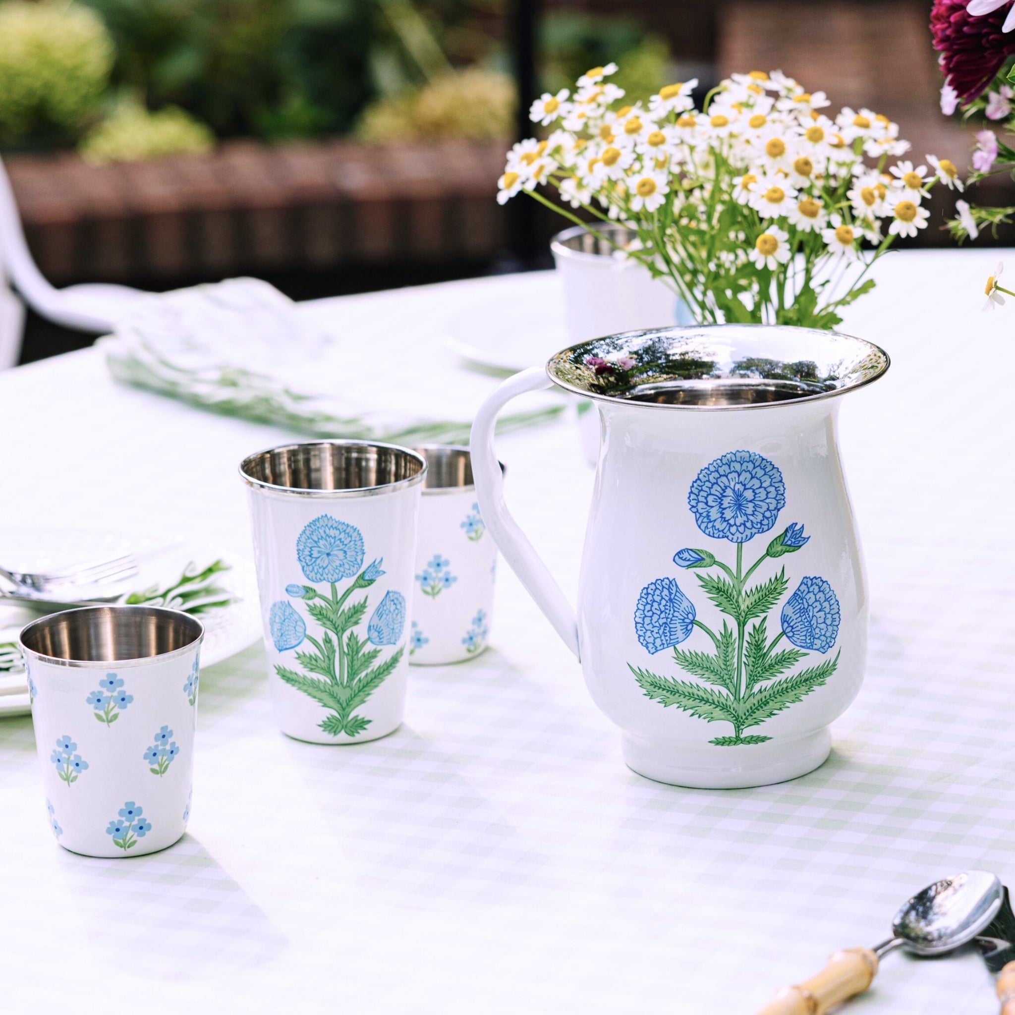 Floral Short Enamelware Tumbler - Set of 4