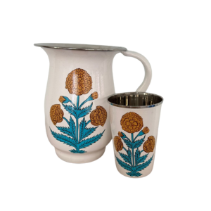 Marigold Poppy Enamelware Pitcher