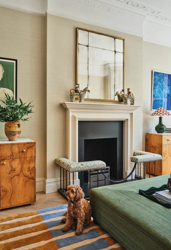 Alice Crawley Bamboo Forrest Wool Rug - Blue