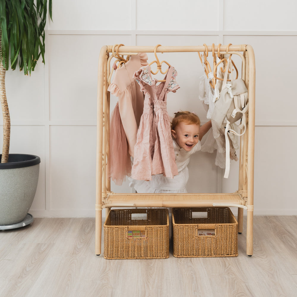 Rattan Kids Montessori Clothing Rack