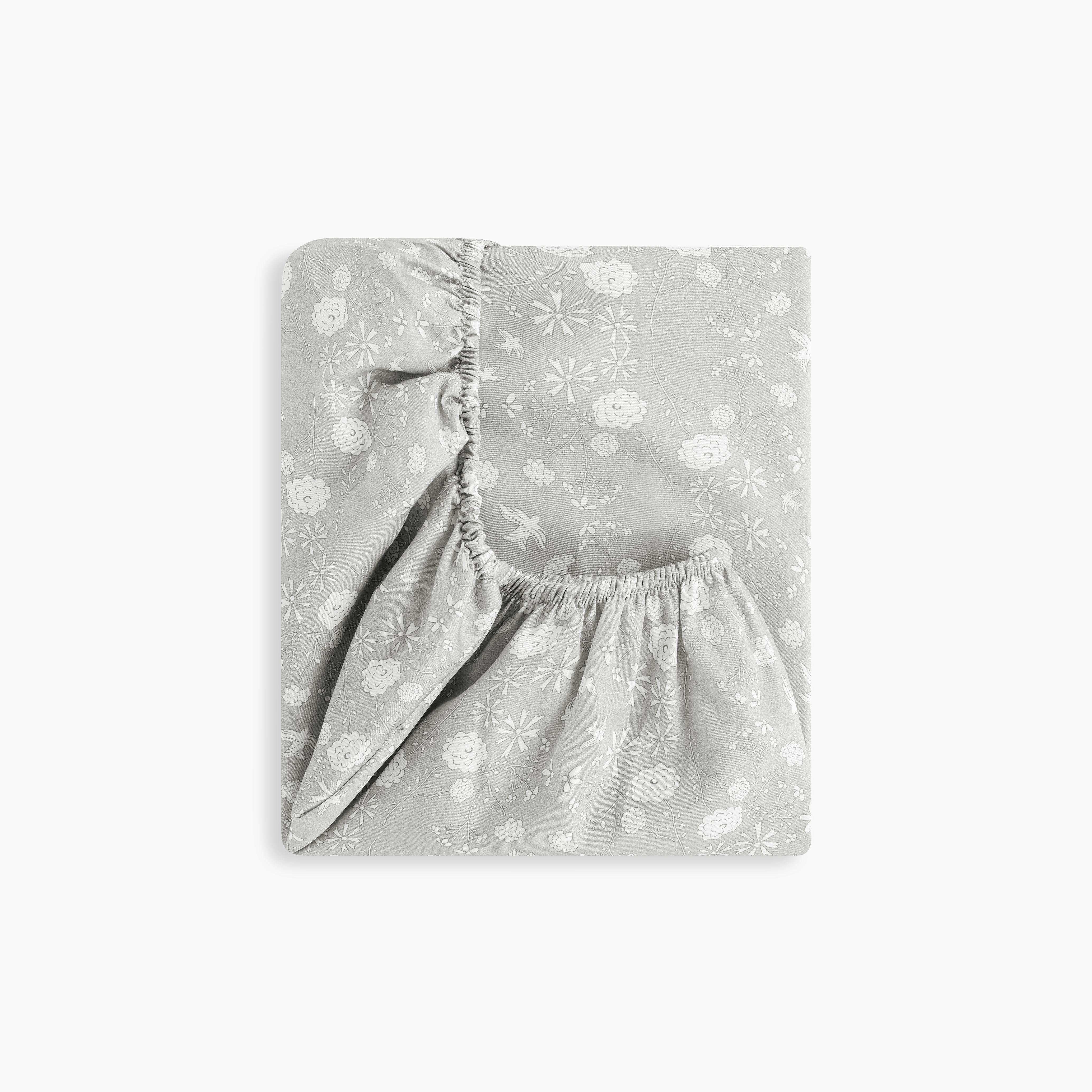 Bird's Song Crib Sheet - Grey