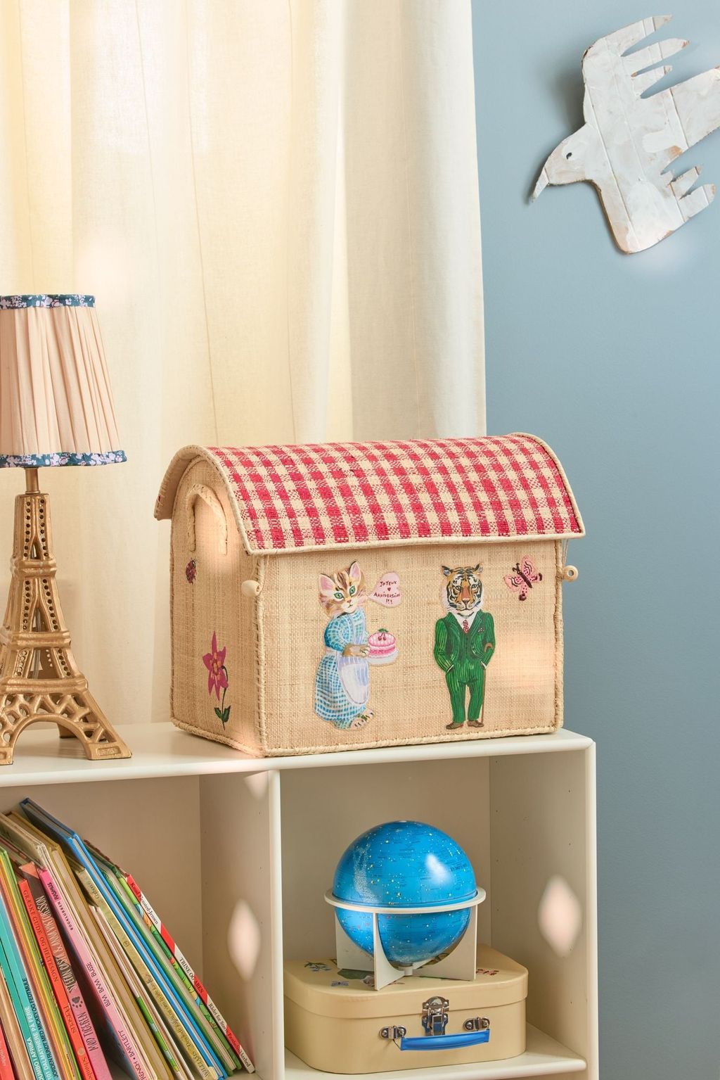 Raffia Storage Baskets with Nathalie Lété Theme - Set of 3