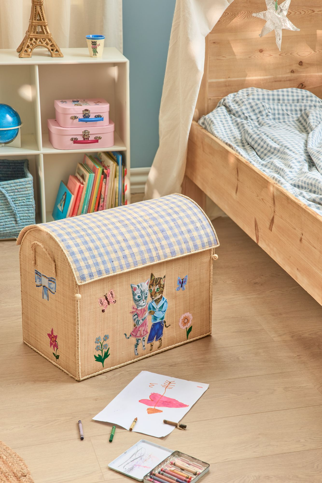 Raffia Storage Baskets with Nathalie Lété Theme - Set of 3