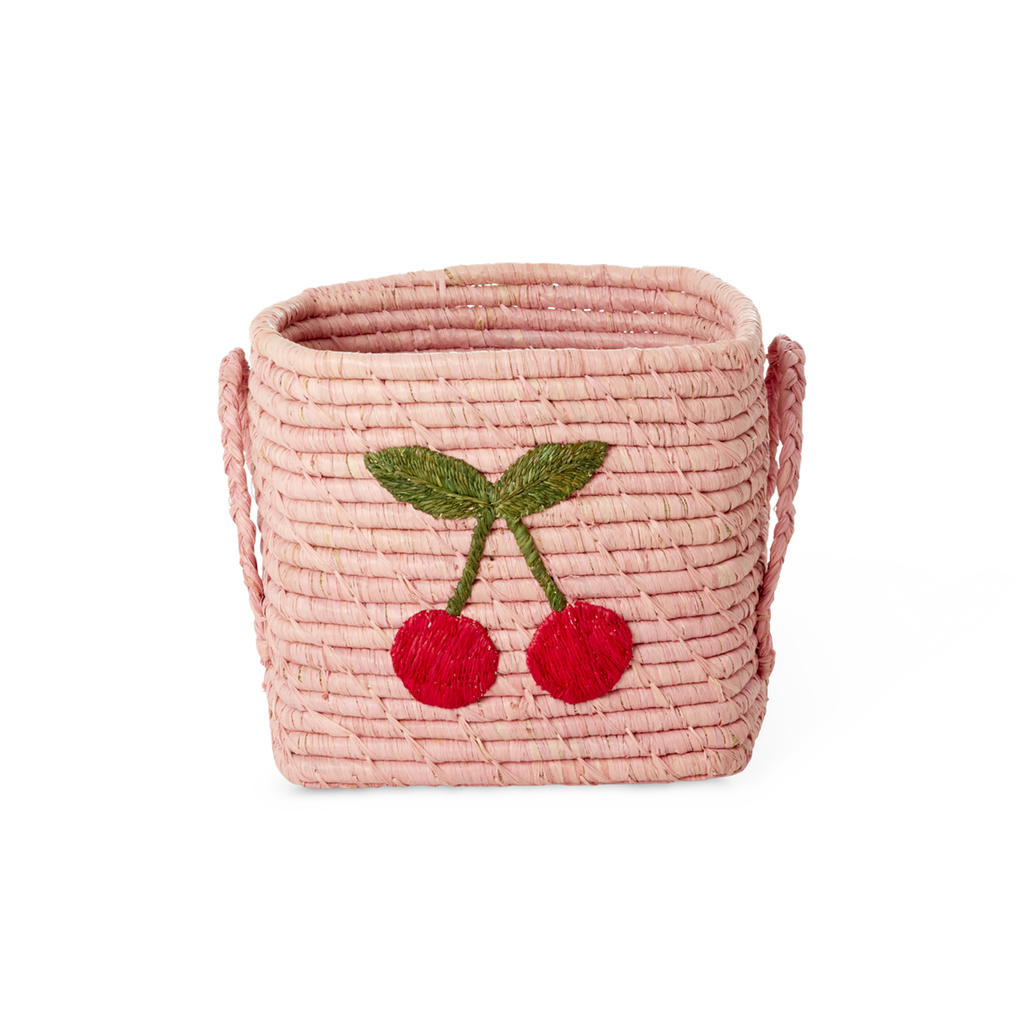 Cherry Raffia Basket