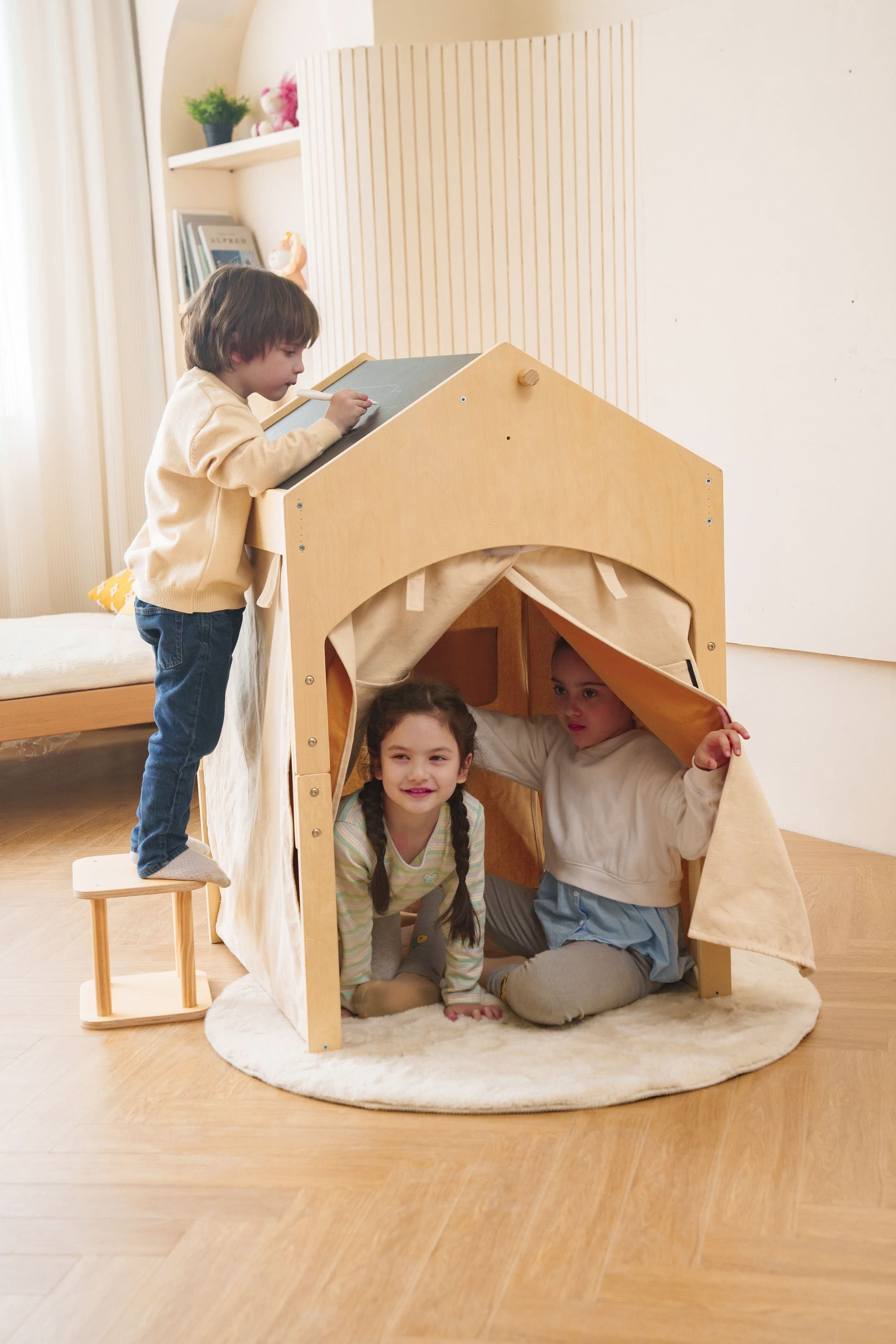Ash Adjustable Wooden Learning Tent - Natural