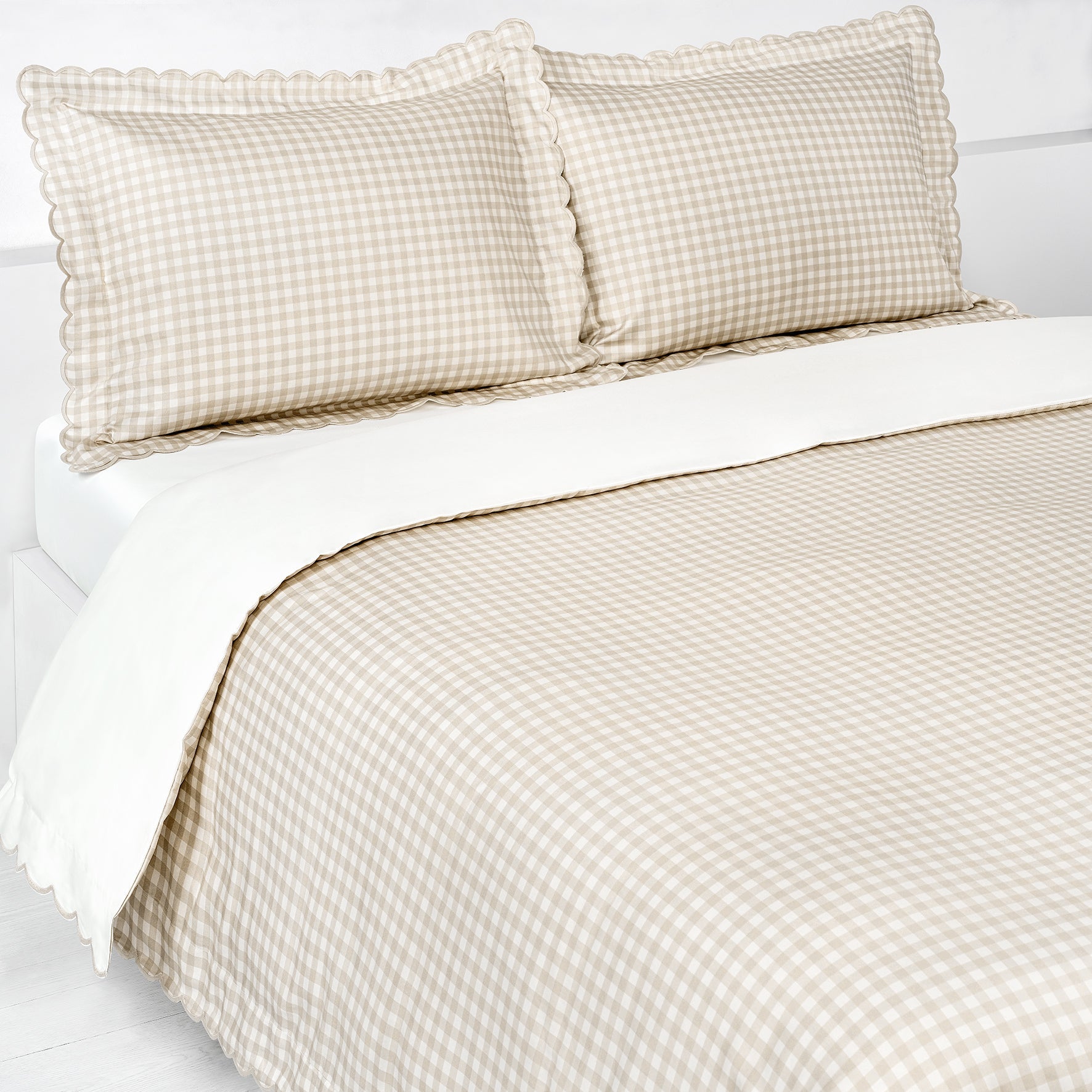 Picnic Gingham Full/Queen Duvet Cover - Beige