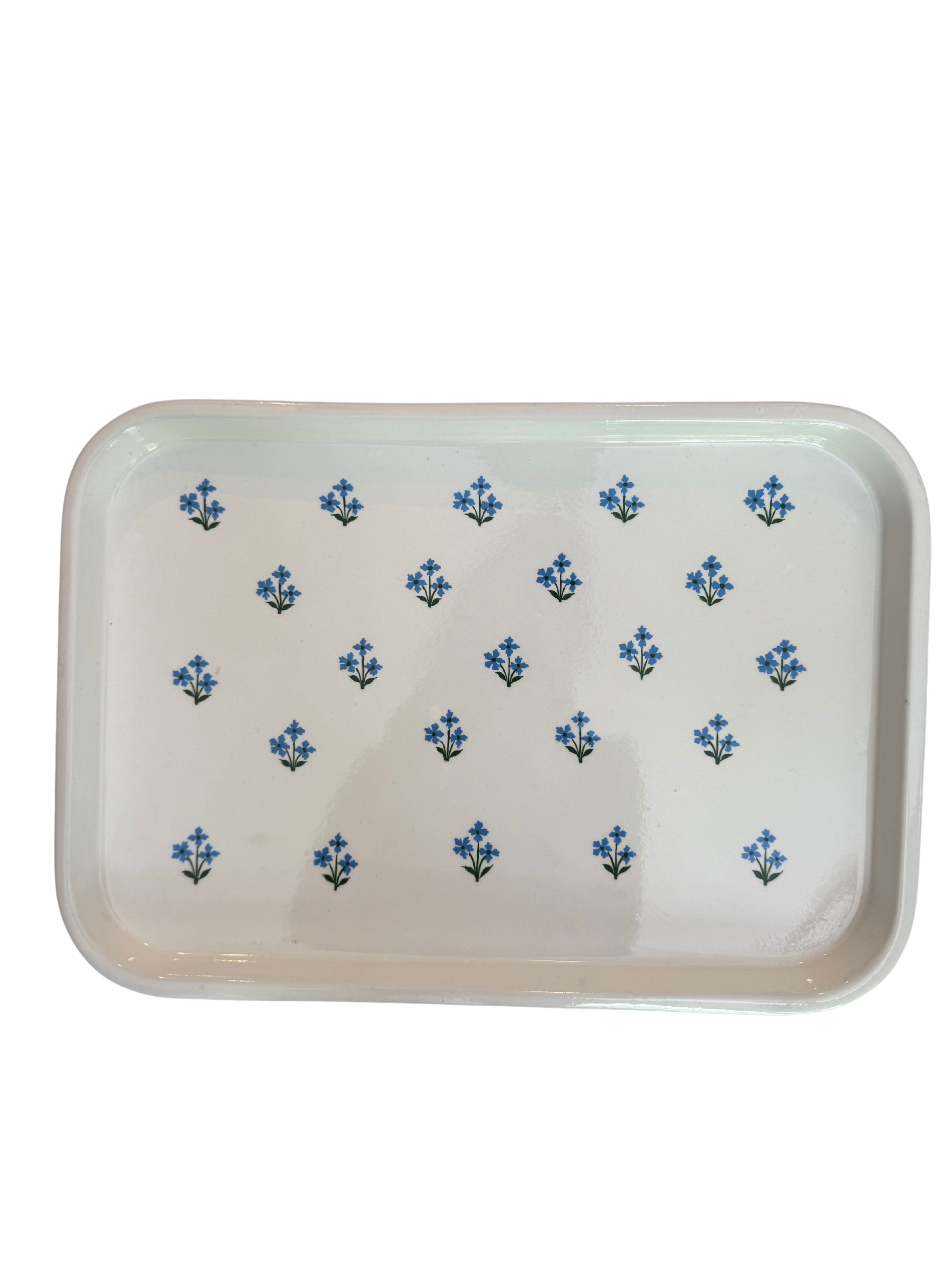 Floral Blue Enamelware Tray