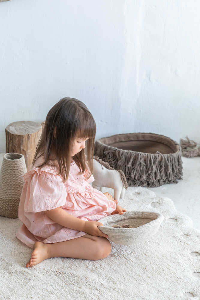 Washable Cotton Pine Cone Rug - Ivory