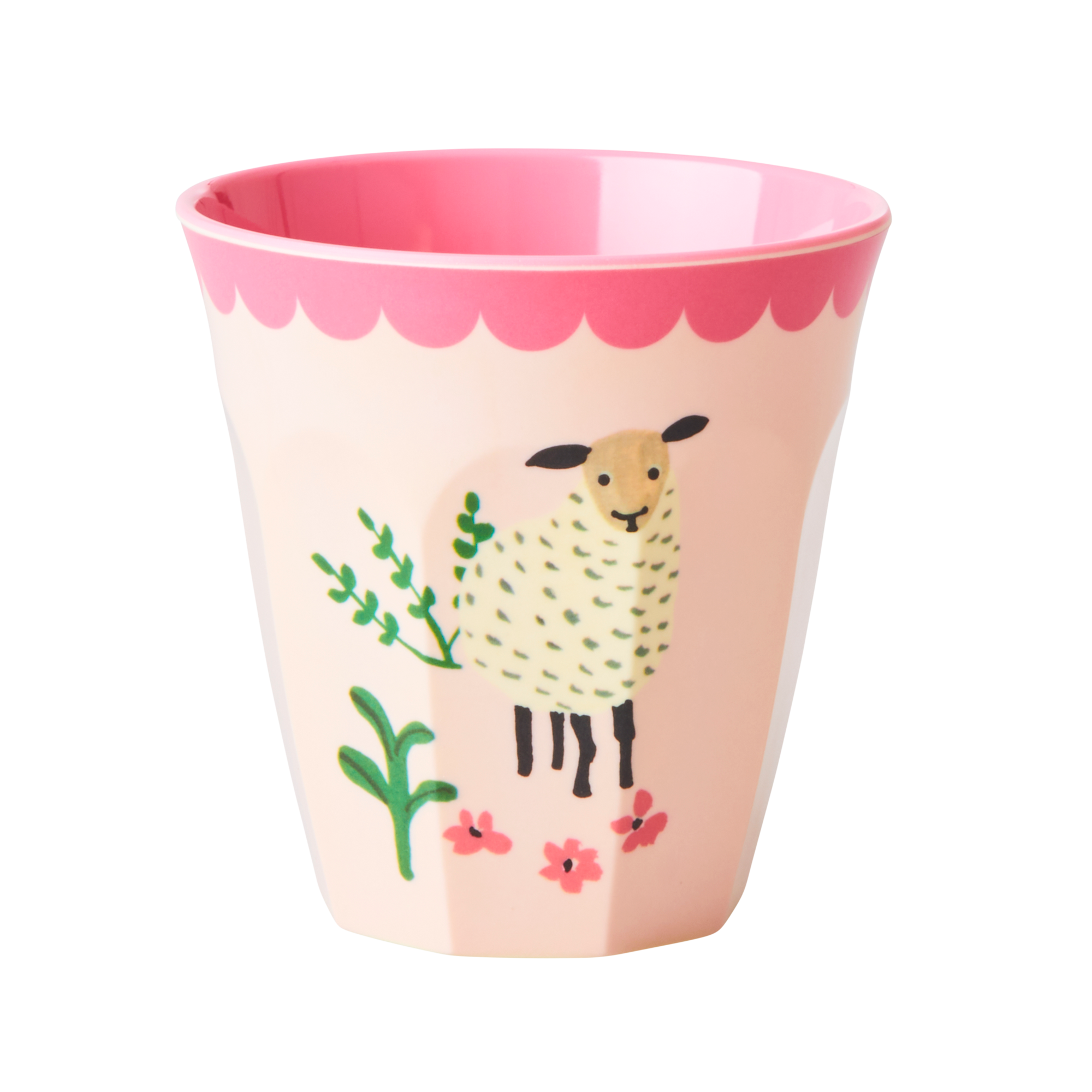 Melamine Kids Cups in Pink Farm Prints - Medium - 6 piece set