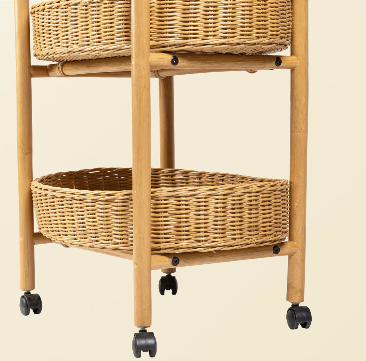 Rattan Storage Trolley with Wheels