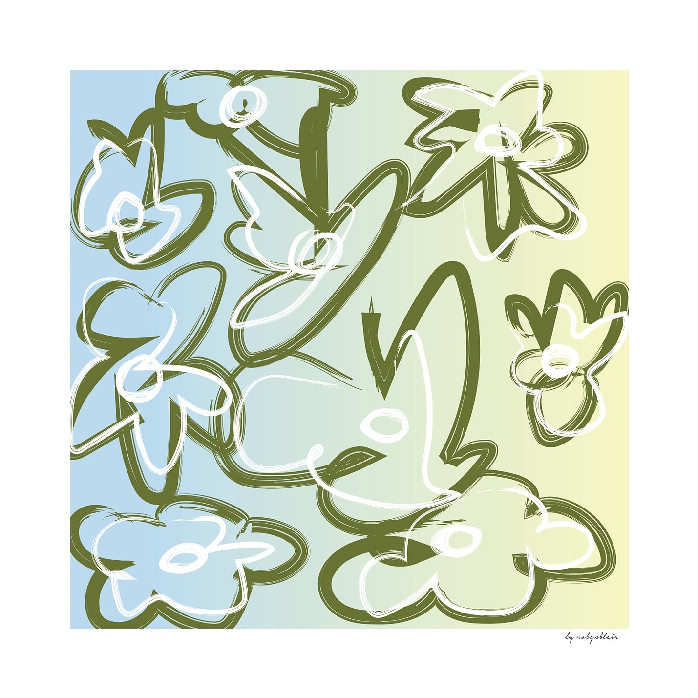 Sunset Bloom Fine Art Print - Blue