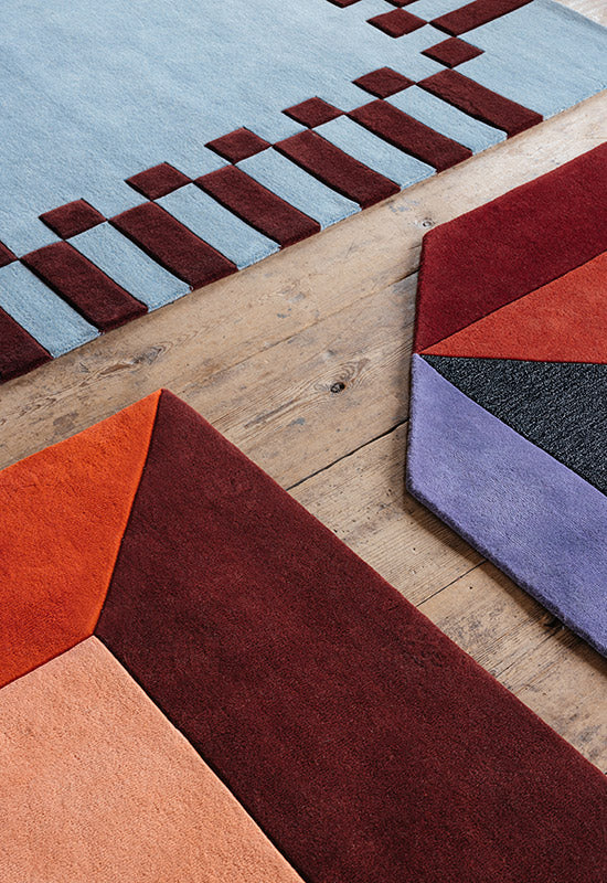 Teklan Frame Wool Rug - Mulberry Sky