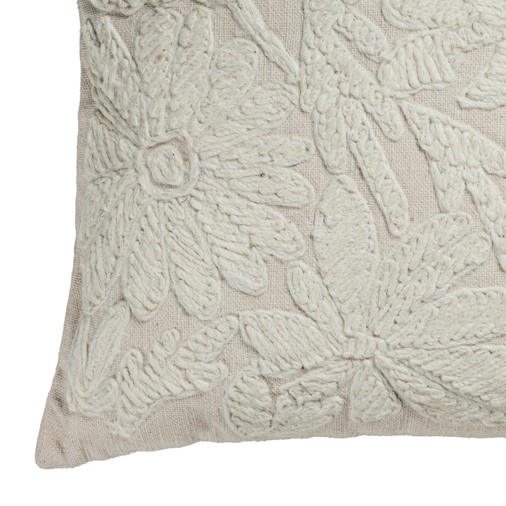 Tabitha Square Embroidered Throw Pillow - White