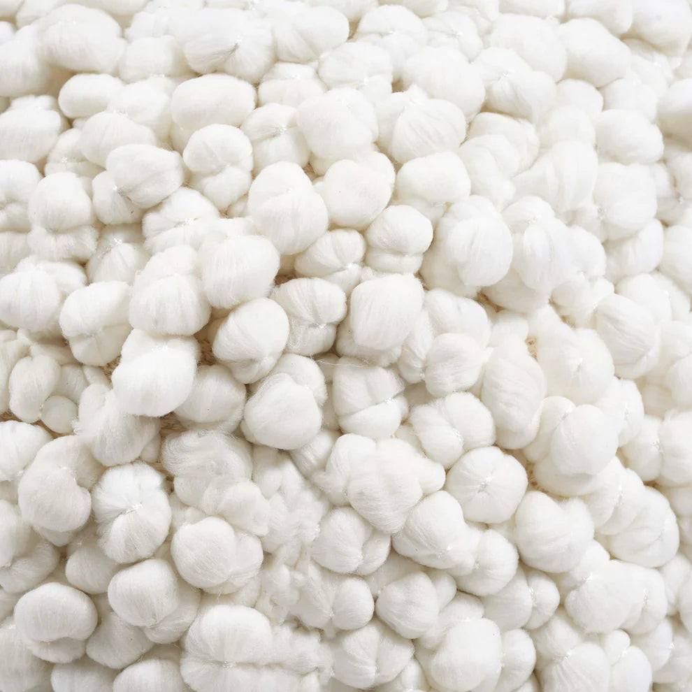 Cathy Woven Pouf - White