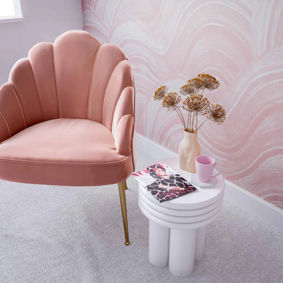 Delta Concrete Round Side Table - White