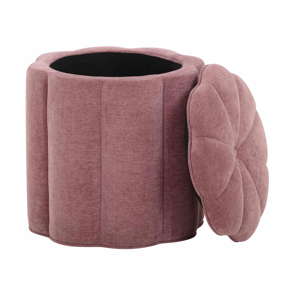 Fleur Velvet Storage Ottoman - Mauve
