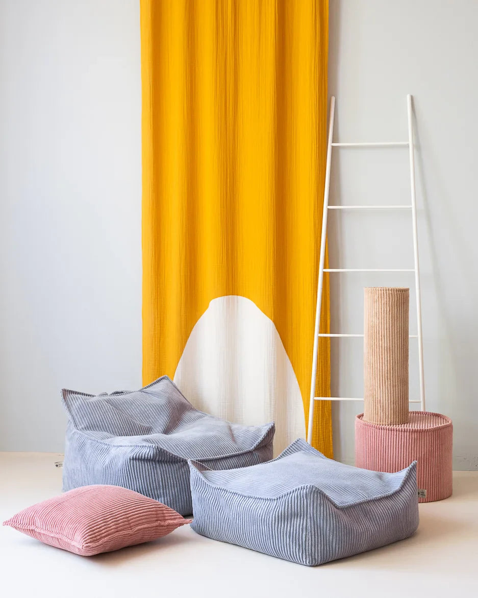 Corduroy Bean Bag Chair and Ottoman Set