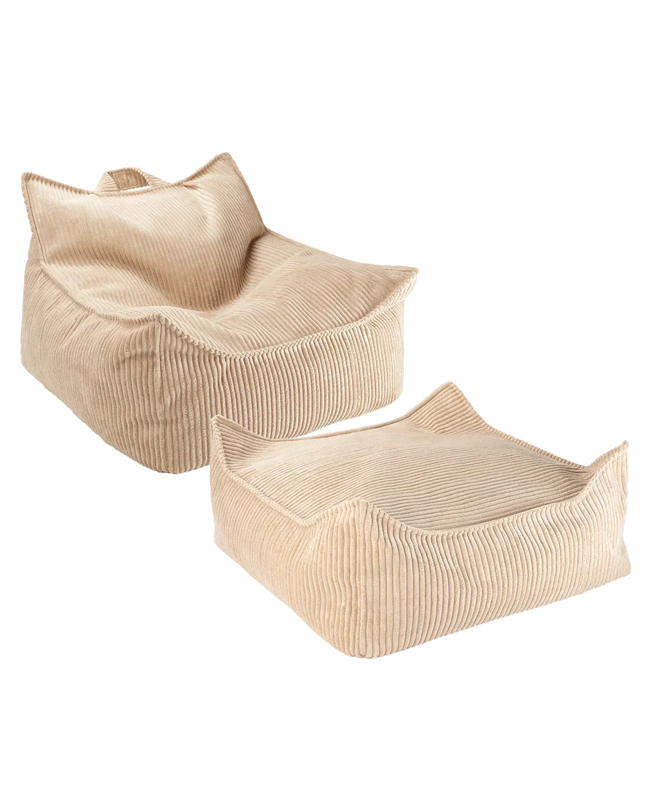 Corduroy Bean Bag Chair and Ottoman Set
